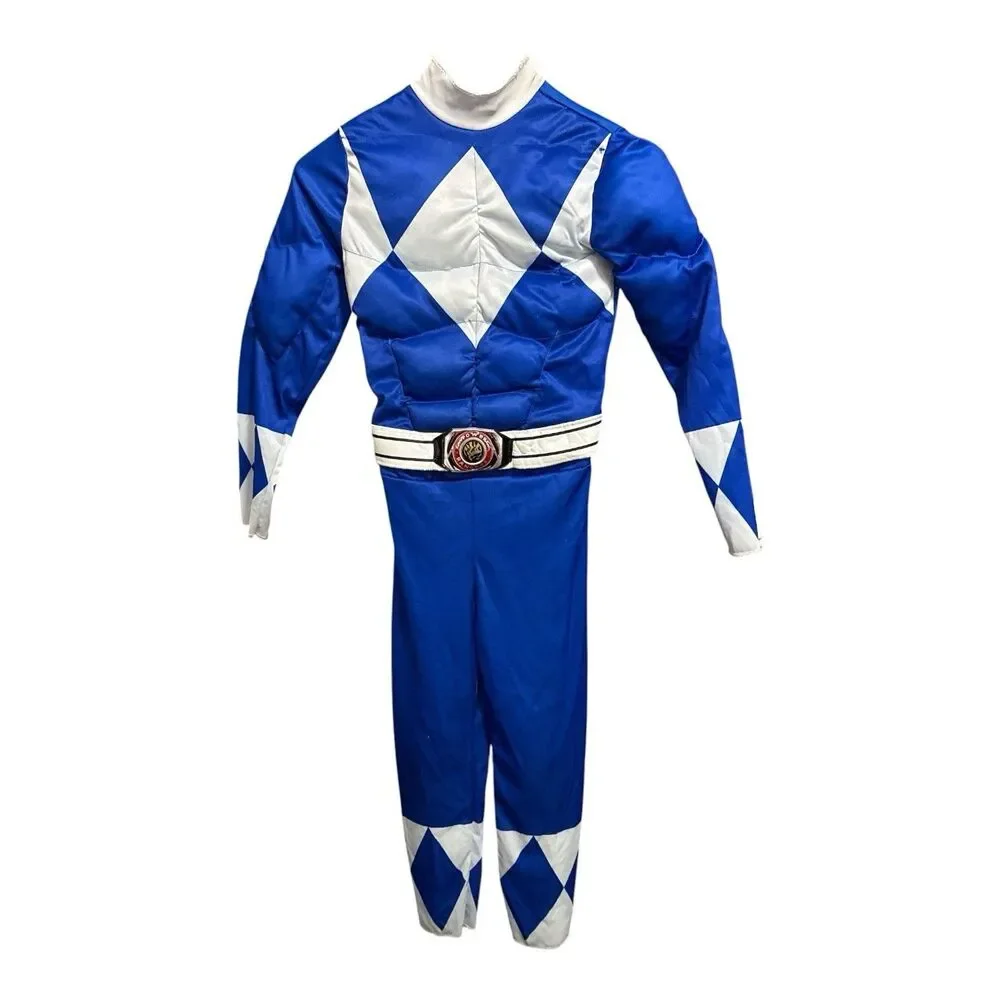Mighty Morphin Blue Power Ranger Classic Muscle Costume Boys 7-8 (Minor Flaws)